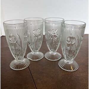 Tumblers with Iris’ and Herringbone Design Set of 4